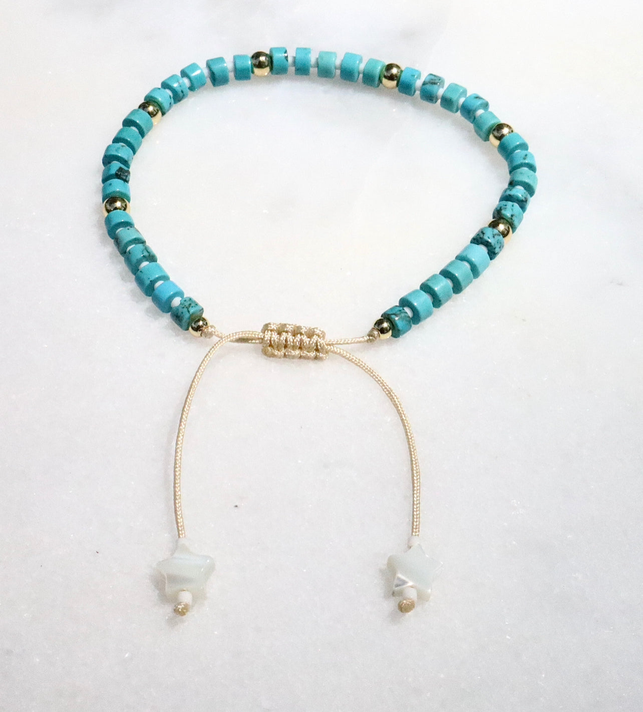 Genuine Turquoise & Mother of Pearl Adjustable Bracelet