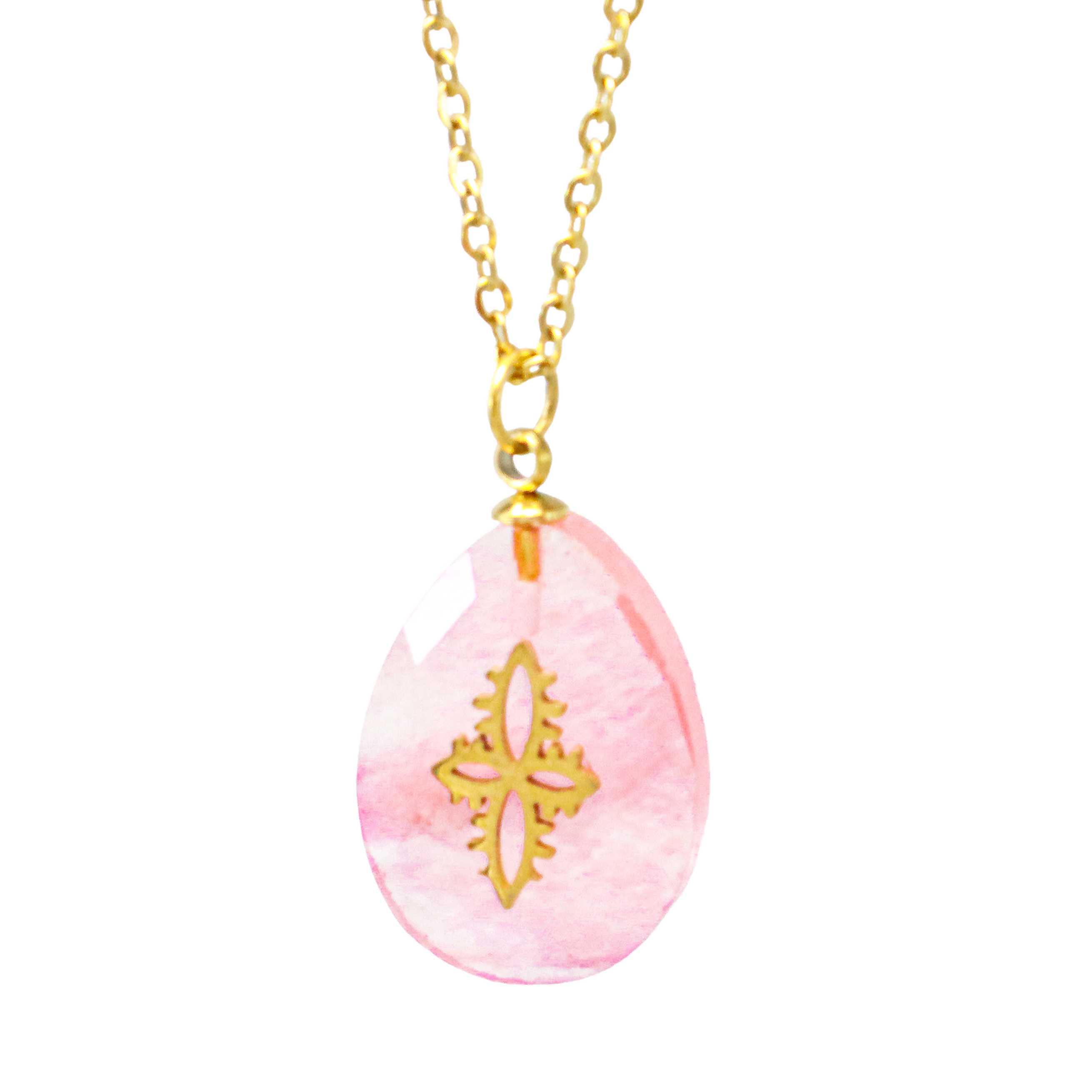 Pink Cherry Quartz Gemstone Necklace