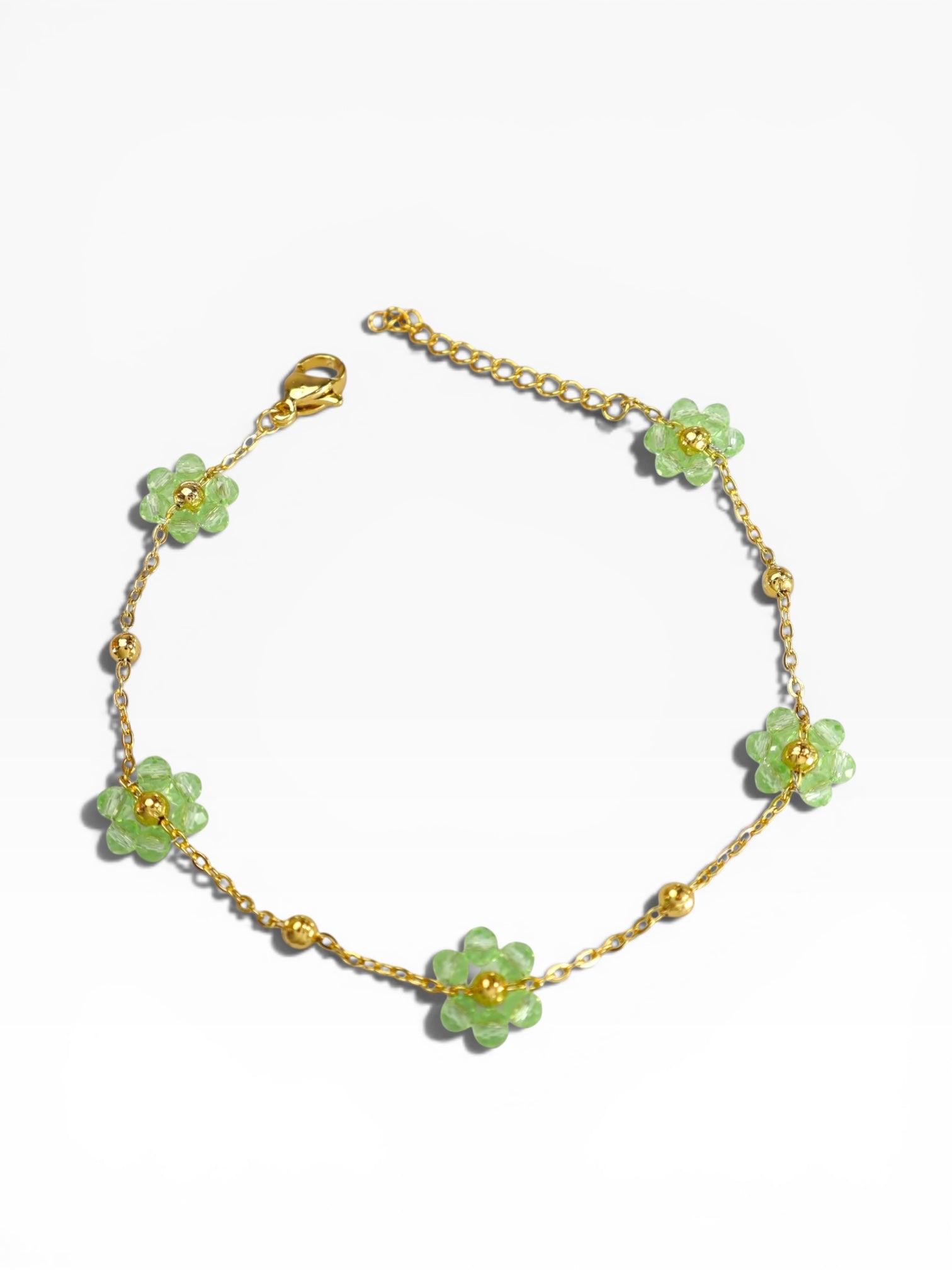 Waterproof Green Crystal Flower Daisy Bracelet