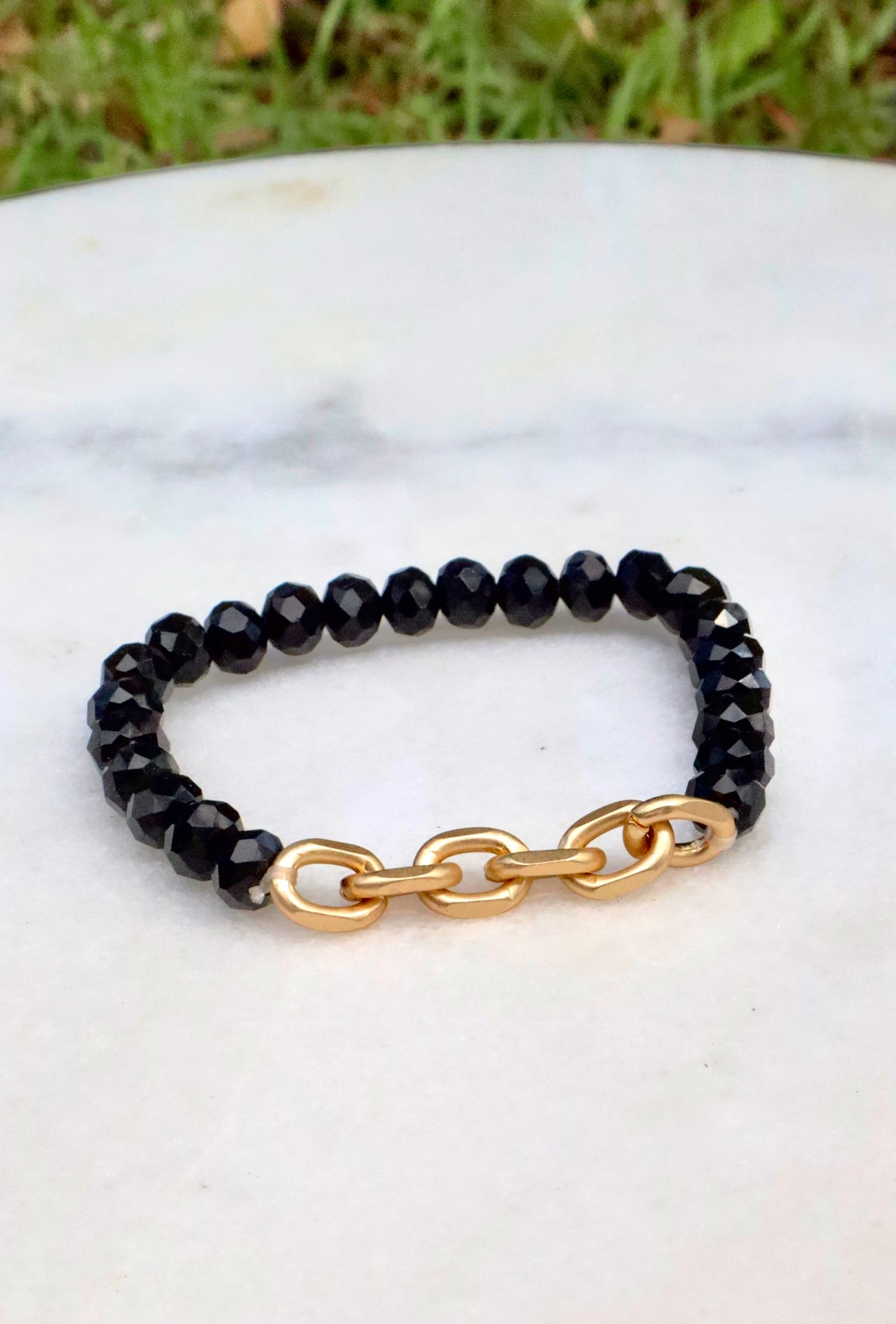 Black & Gold Chain link Crystal Bracelet