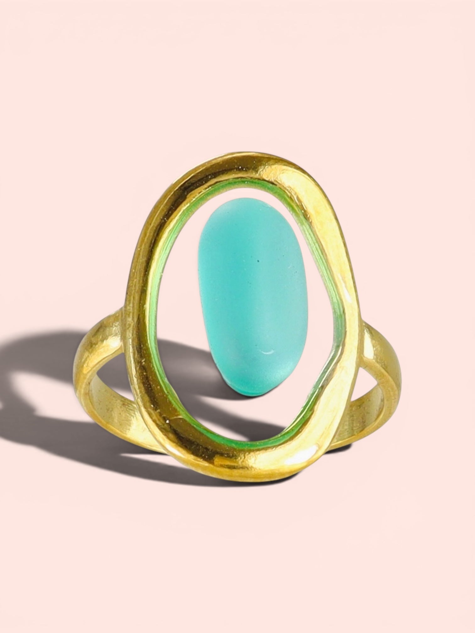 Coastal Teal Seaglass Ring