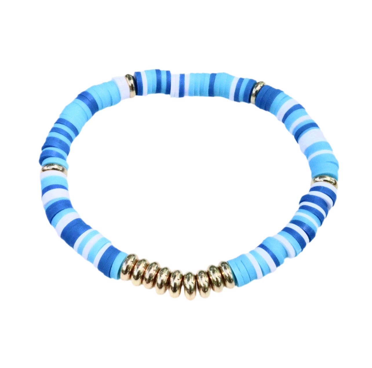 Multi Blue & White Gold Clay Bracelet