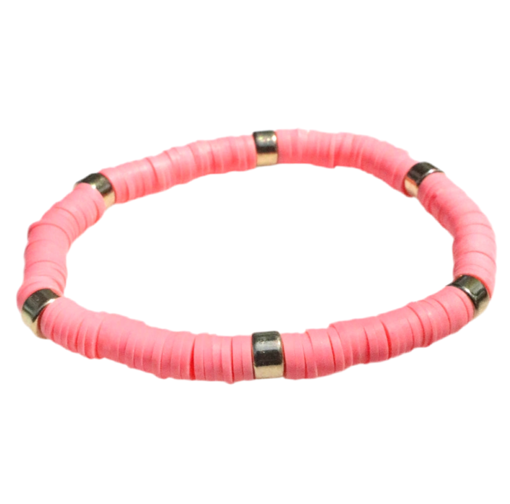 Pink & Gold Clay Bracelet