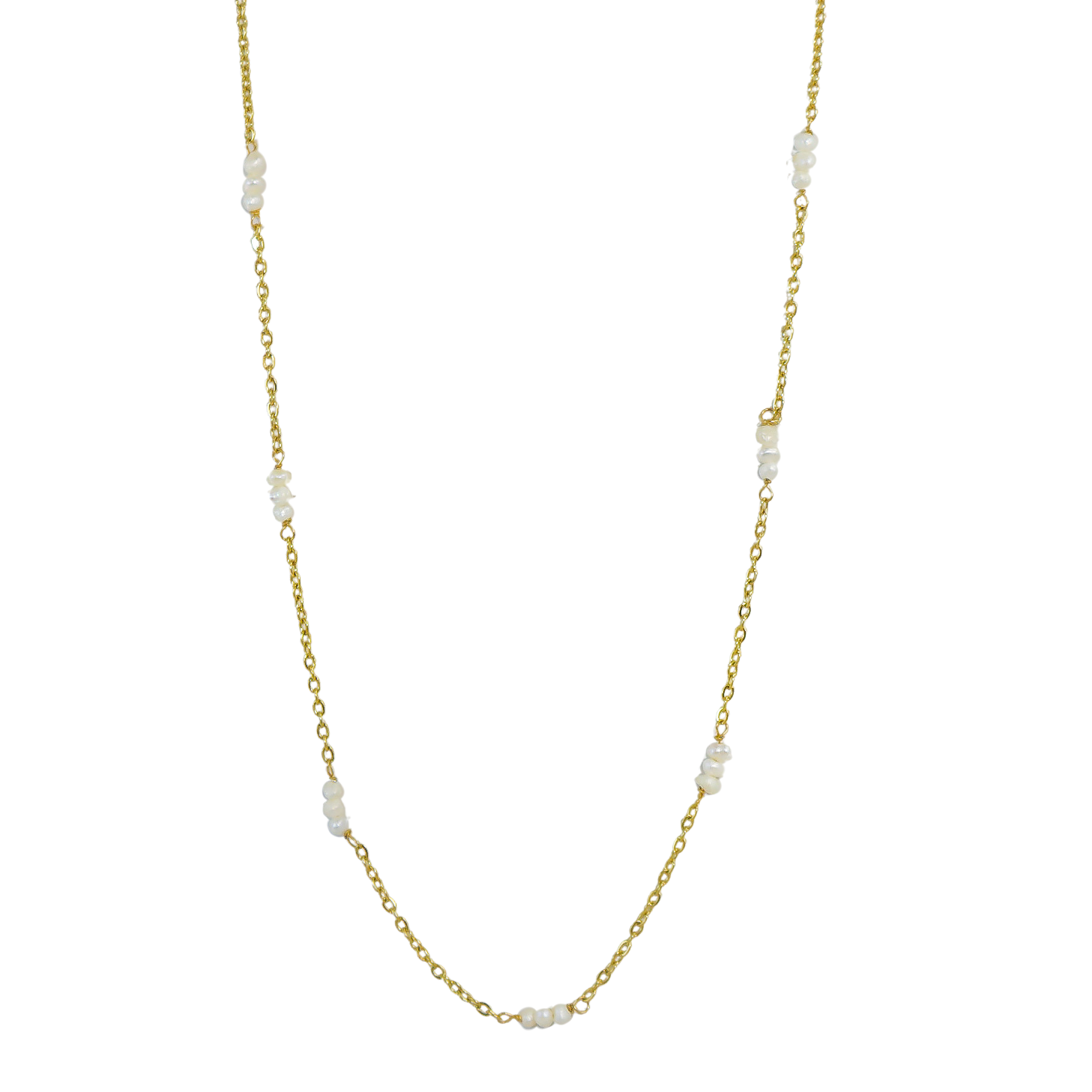 Mini Fresh Water Pearl Gold Chain Necklace