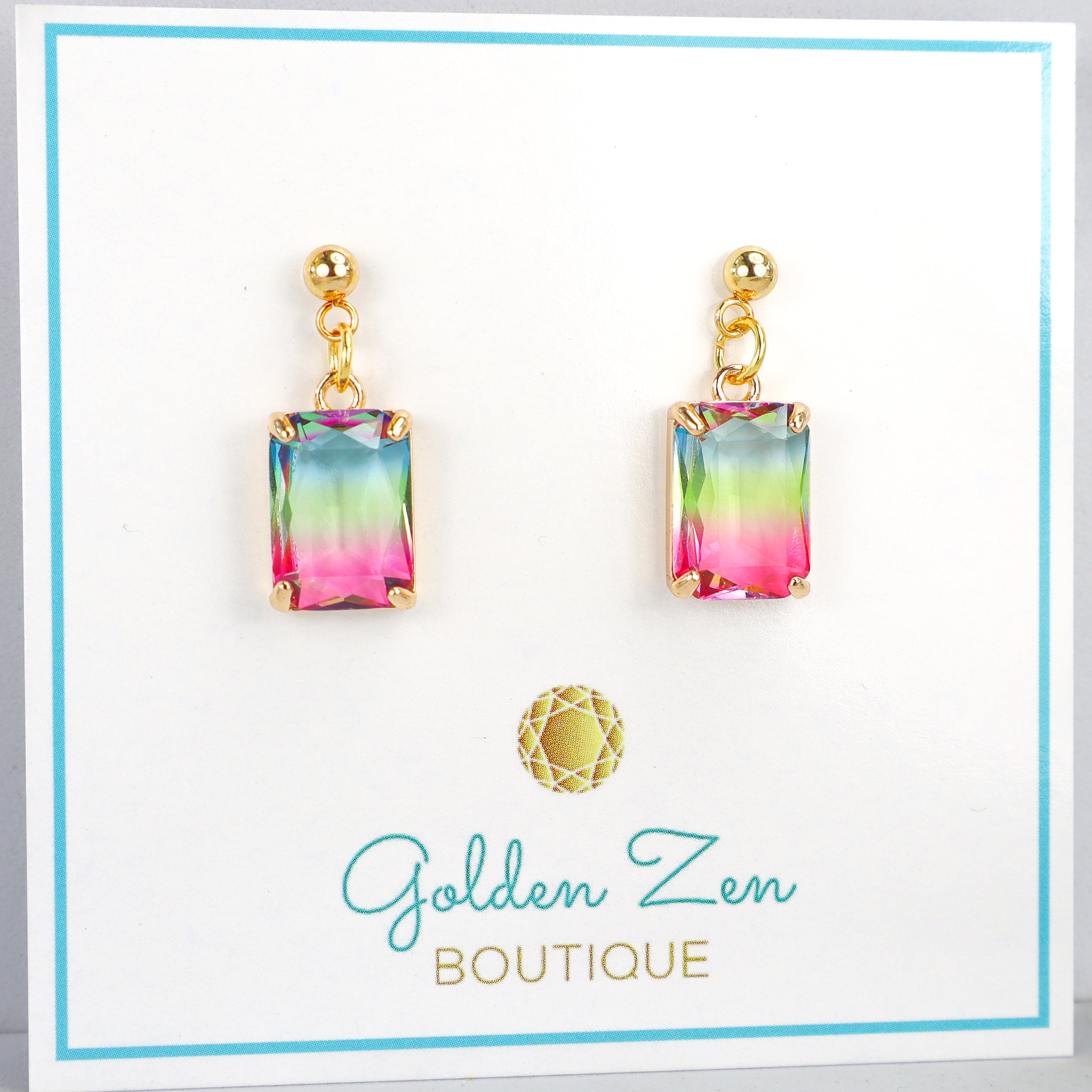 Watermelon Gradient Crystal Post Earrings
