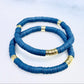 Navy Blue & Gold Clay Bracelet