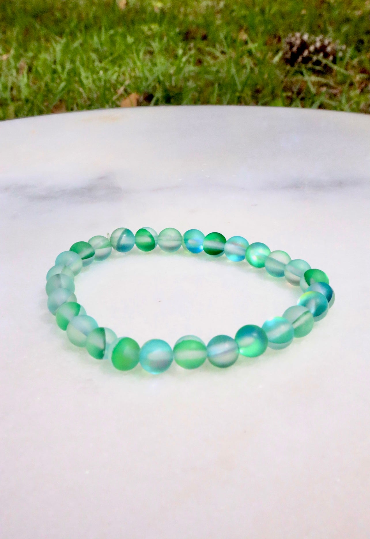 Iridescent Green Mermaid Bead Bracelet