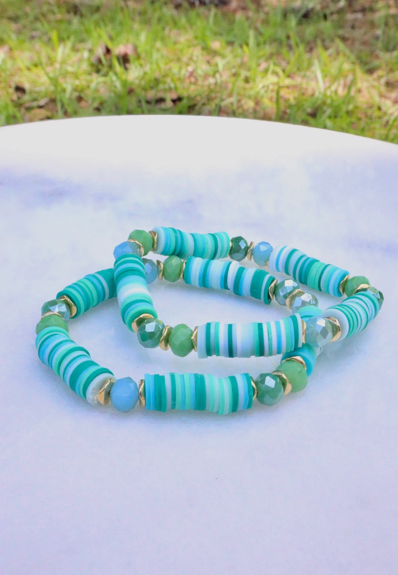 Multicolor Teal Clay & Crystal Bracelet