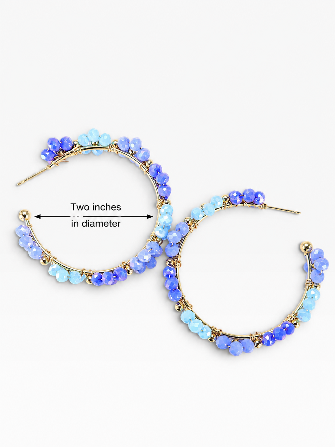 2”inch Blue Crystal Daisy Hoops