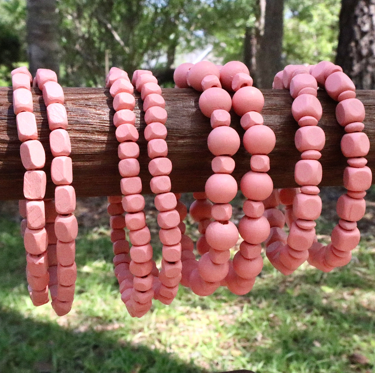 Pink Wooden Bracelets