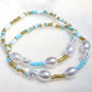 Stackable Blue Seed Bead Pearl Bracelet