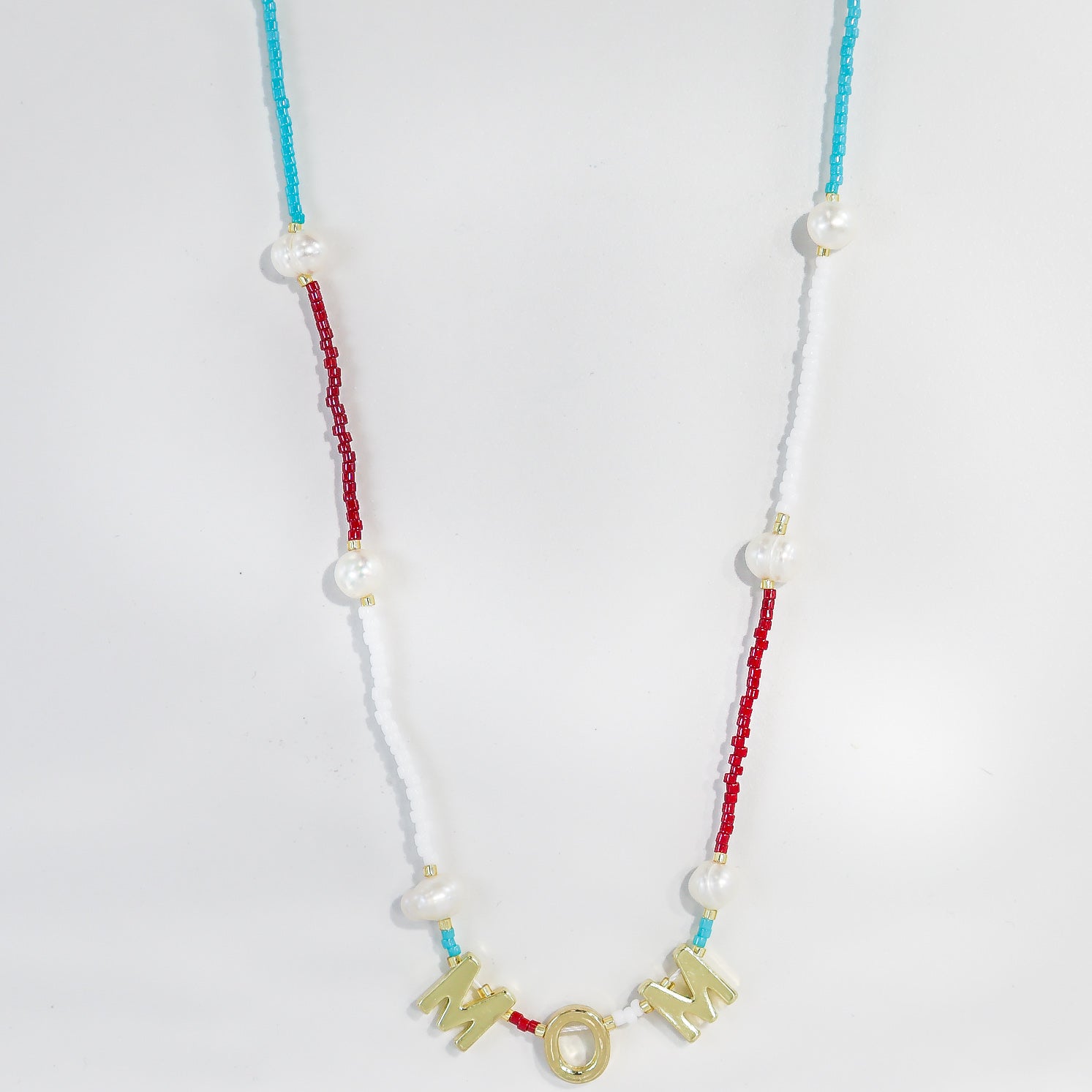 Pearl & Seed Bead Mom Necklace GP