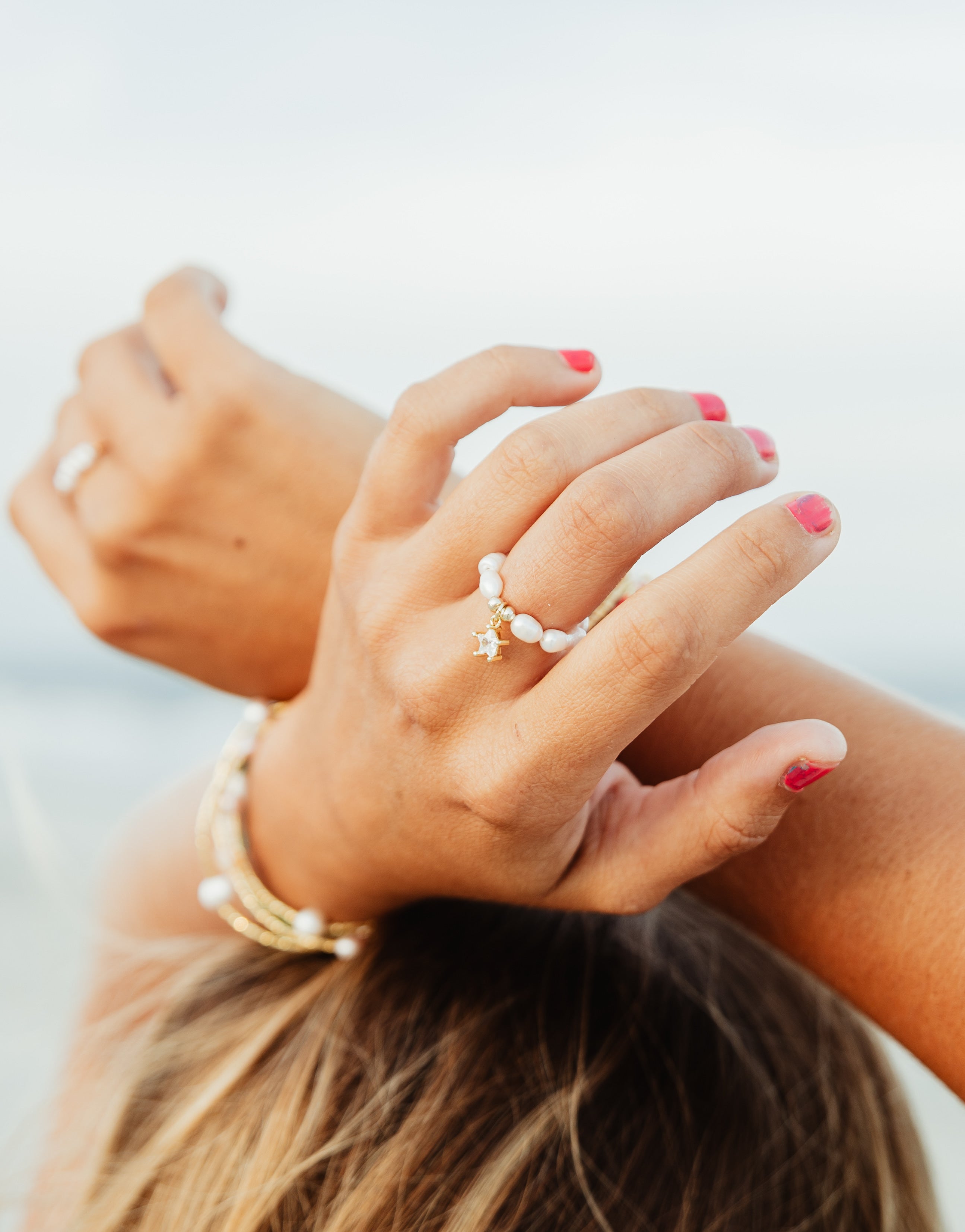 Fresh Water Pearl & Star Stretch Ring