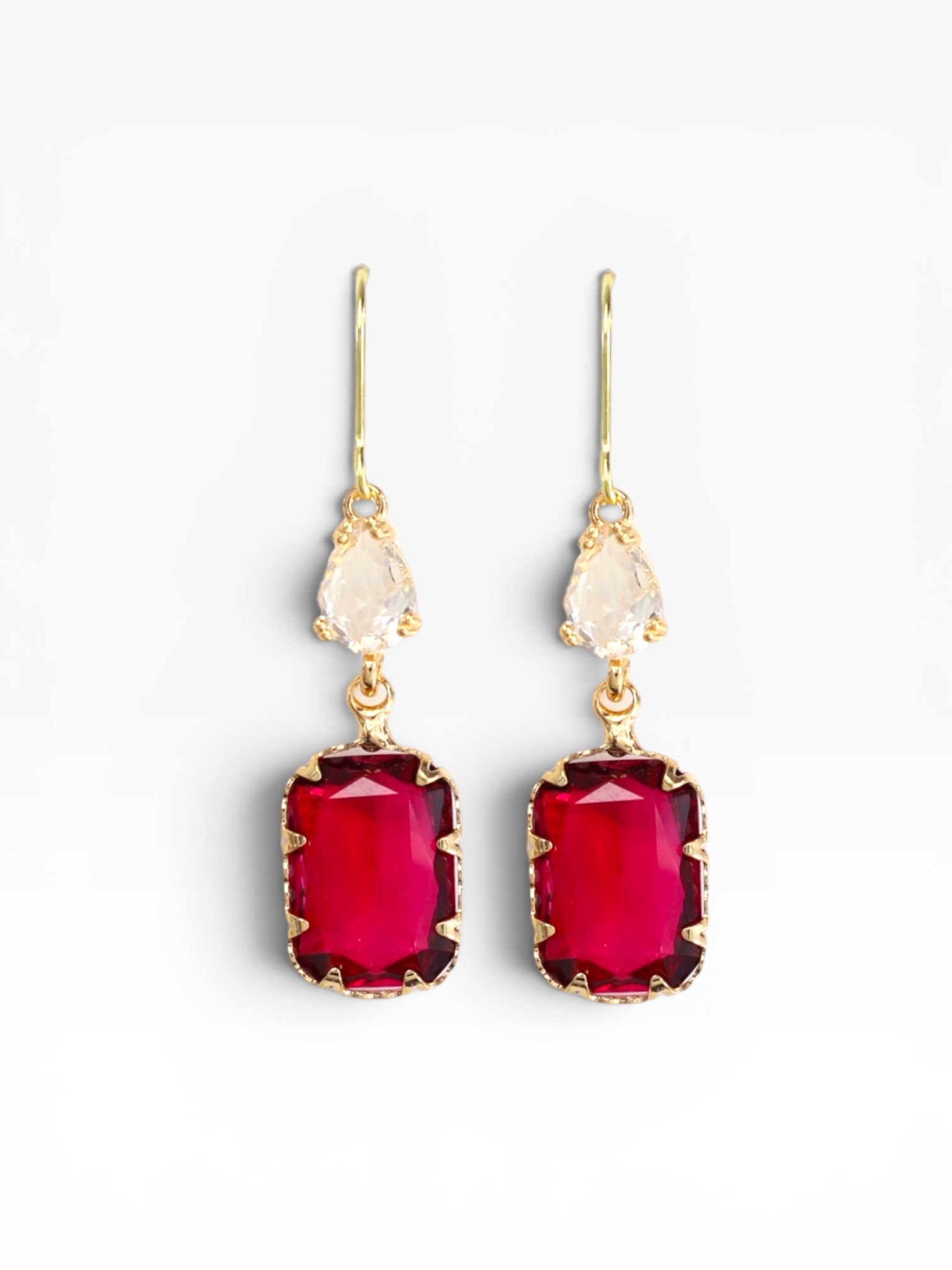 Magenta Princess Crystal Dangle Earrings