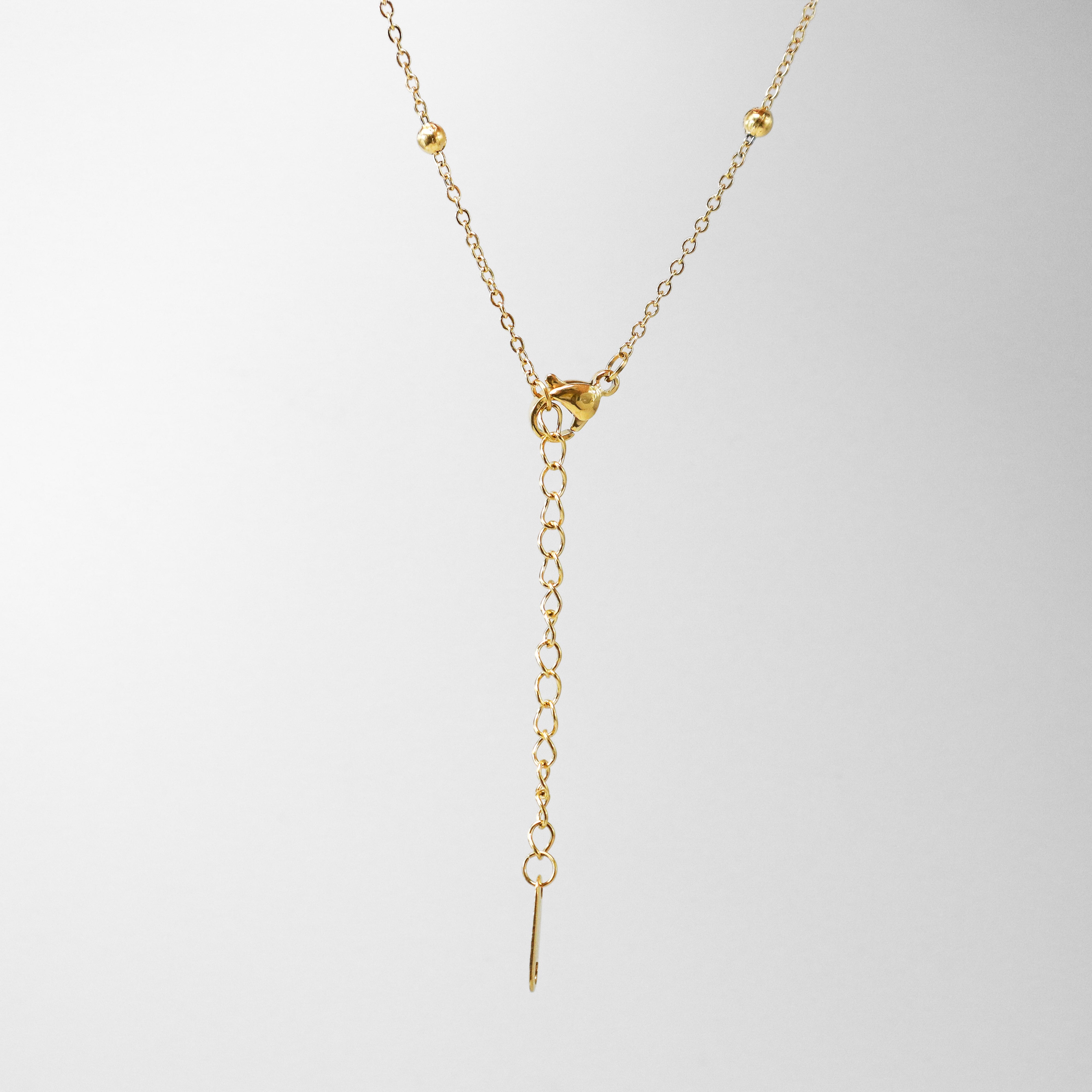 Gold Flower Clover & Diamond Charm Necklace