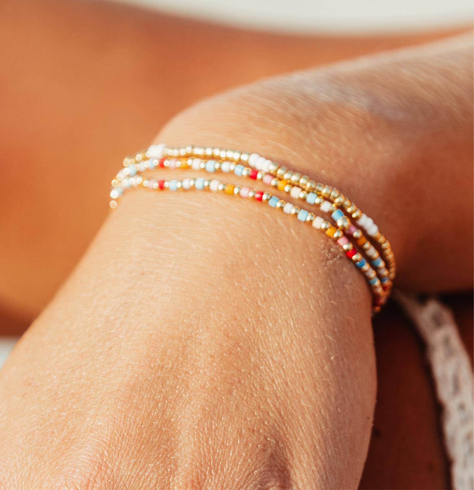 Multicolor & Gold Seed Bead Bracelet