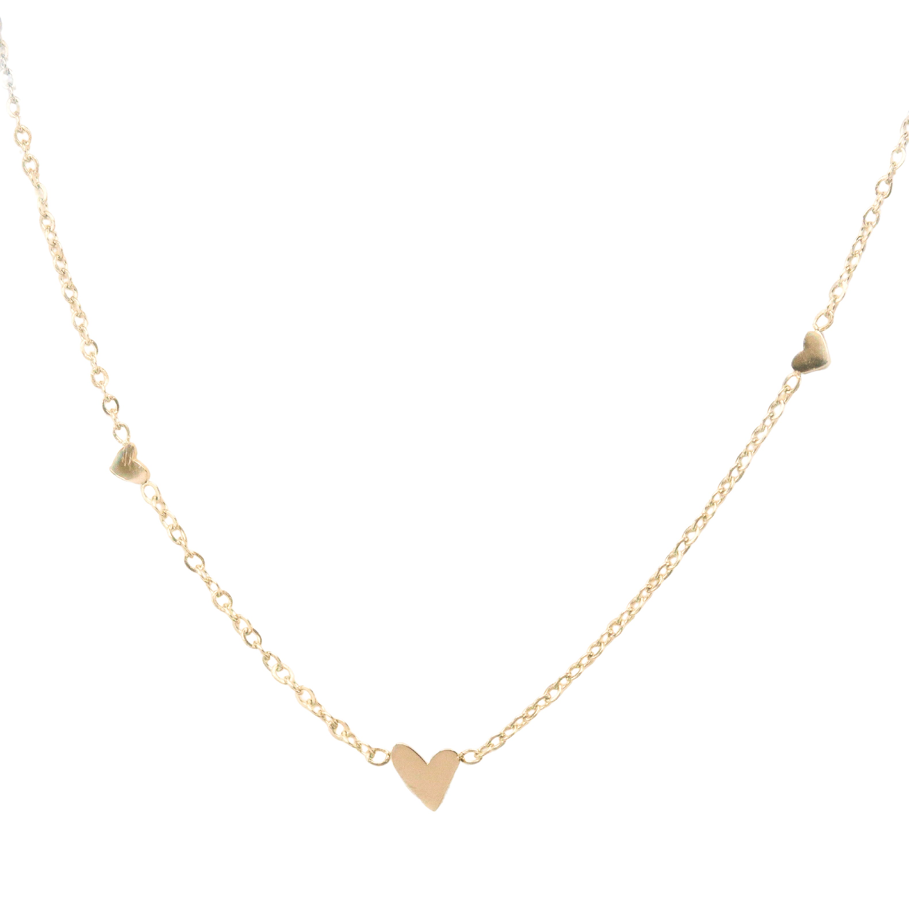 Delicate Gold Three Hearts Necklace