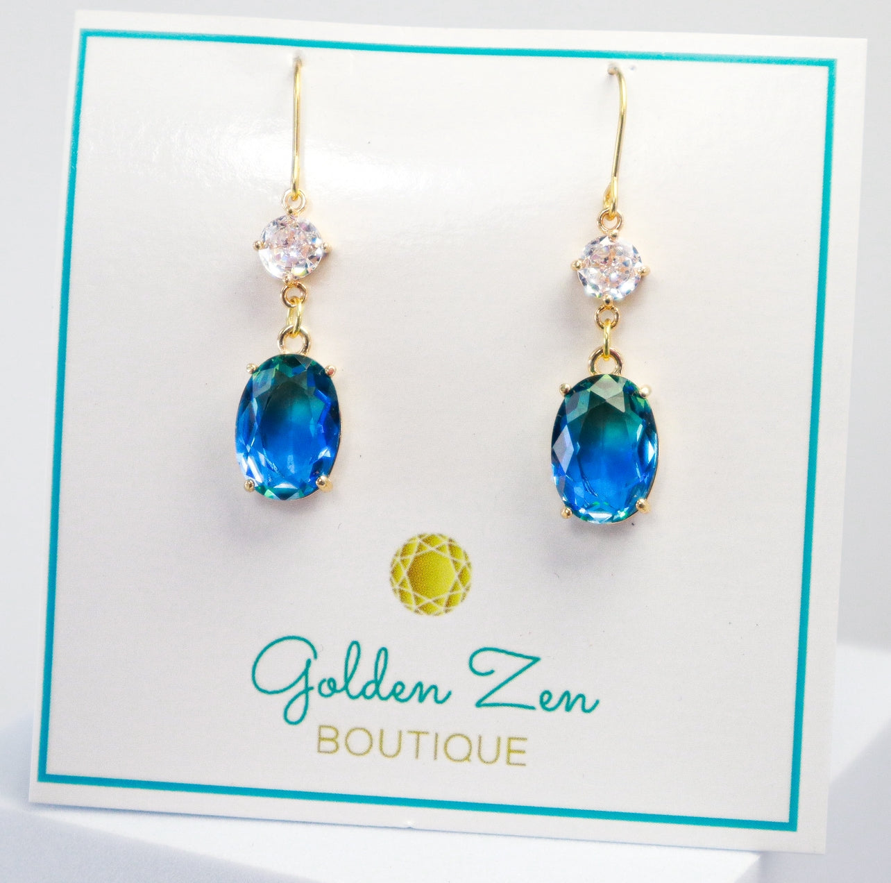 Delicate Ombre Sapphire & Diamond Crystal Dangle Earrings