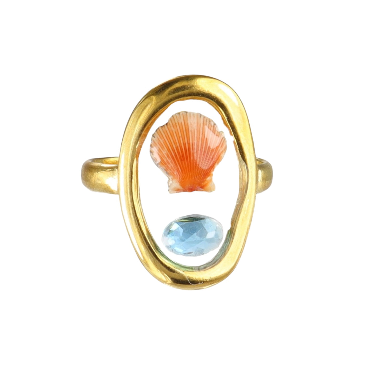 Seaside Blue Topaz Shell Ring
