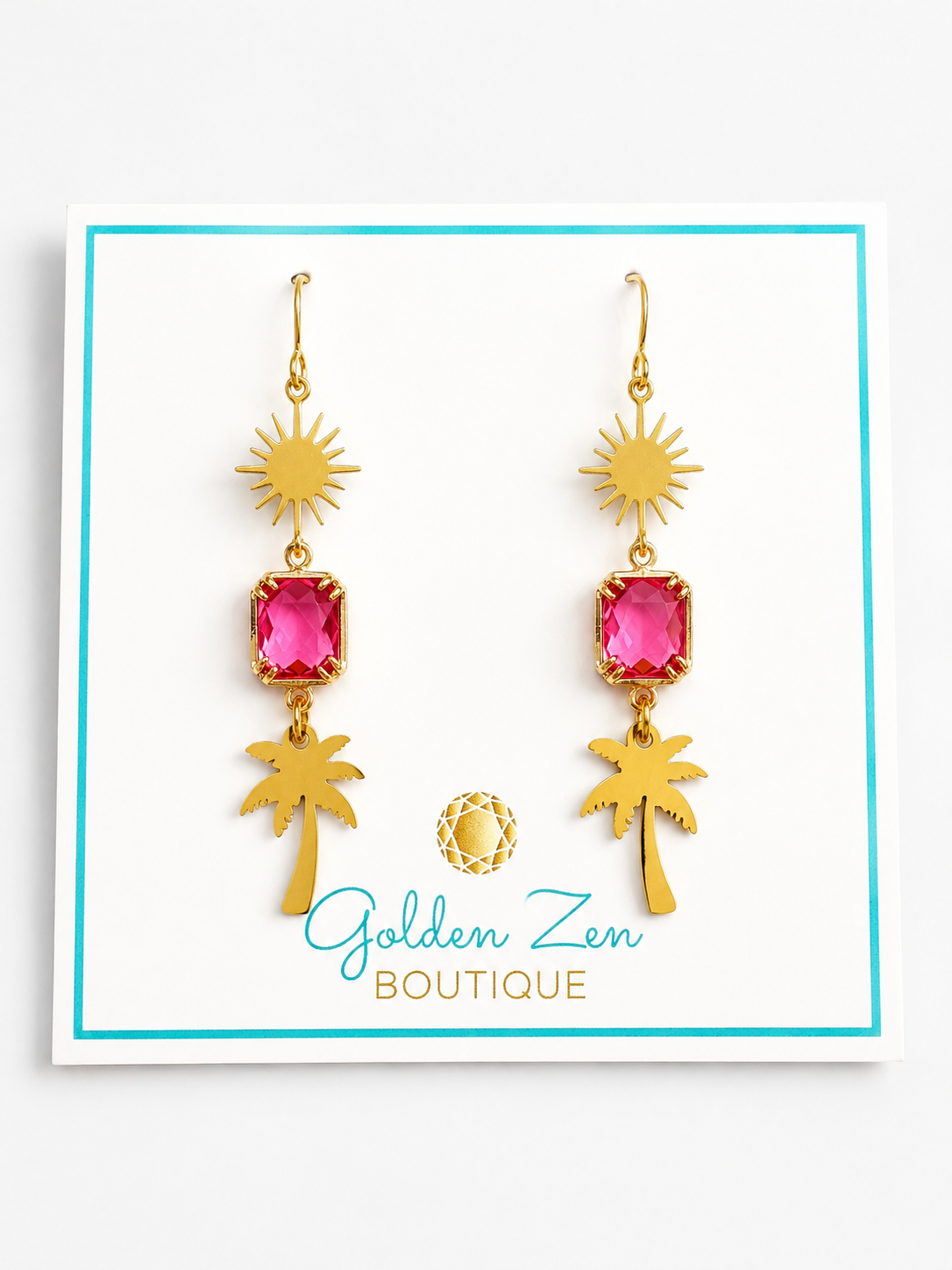 Pink & Gold Palm Beach Earrings