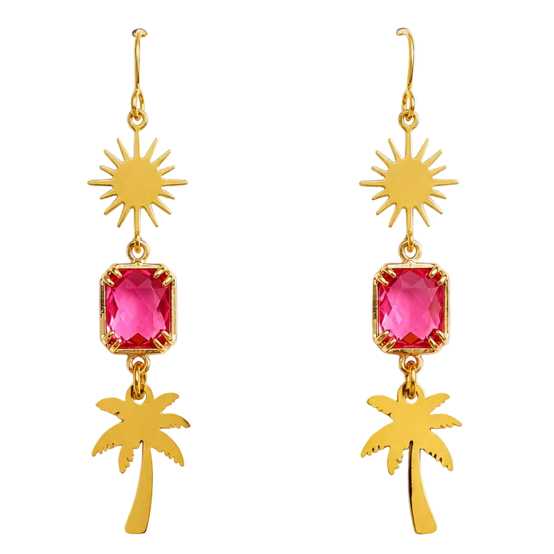 Pink & Gold Palm Beach Earrings