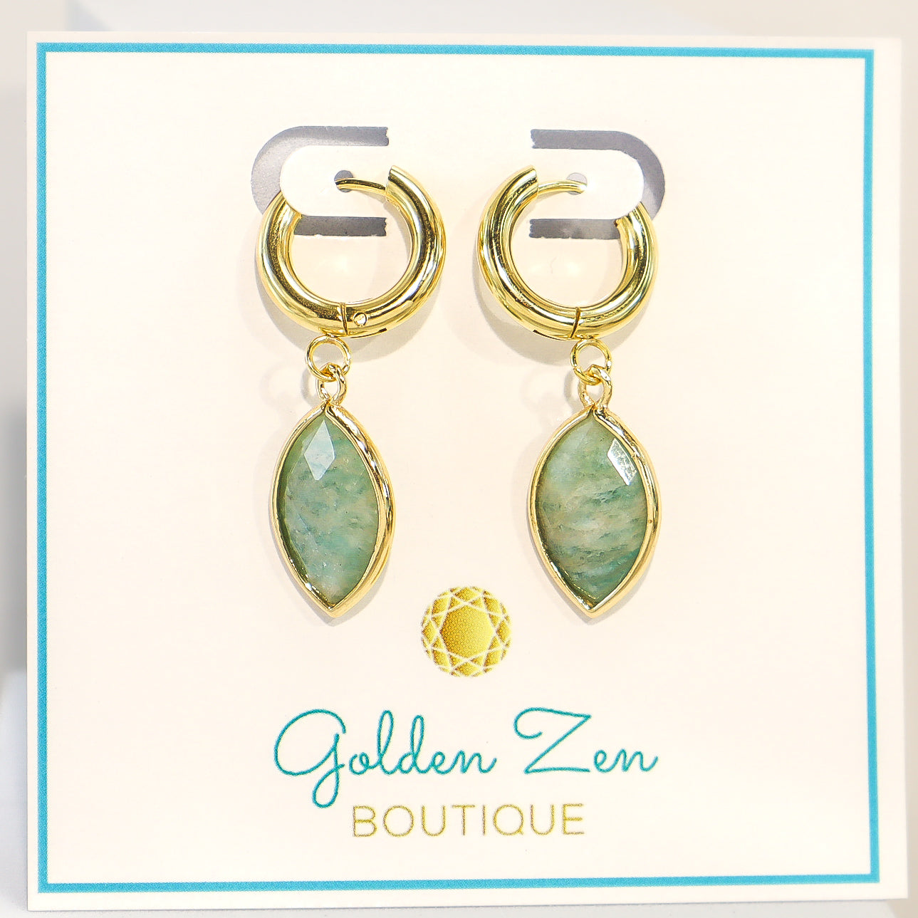 Amazonite Gemstone Hoop Earrings