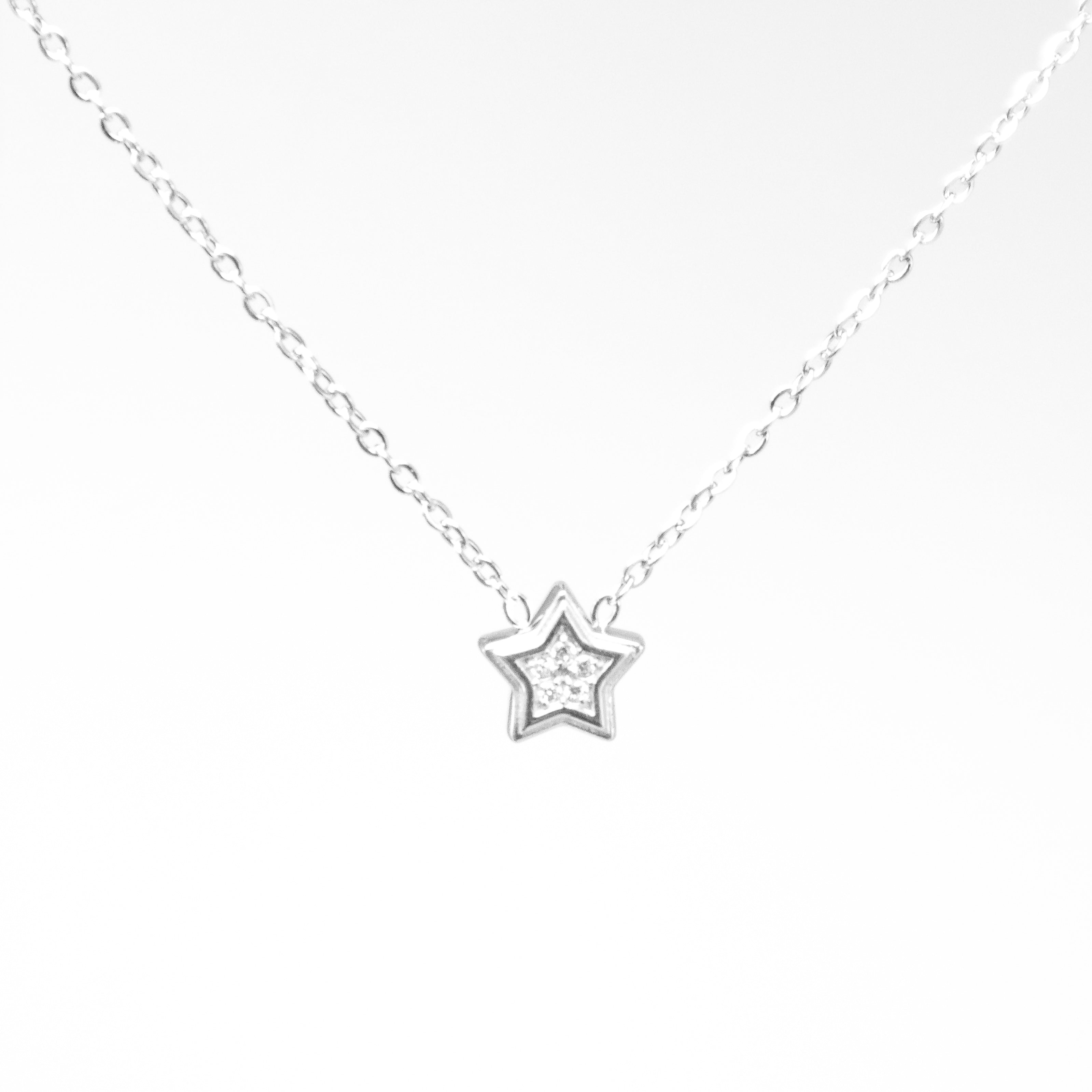 Reversible Dainty Silver Star Necklace