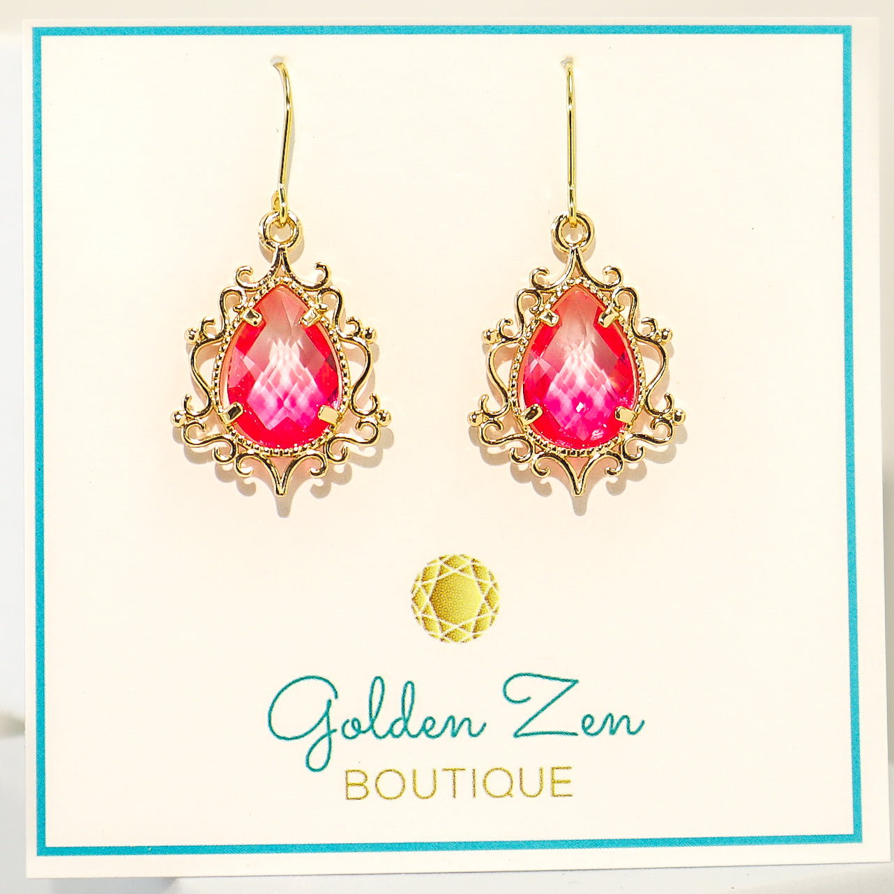 Enchanted Pink & Gold Crystal Earrings