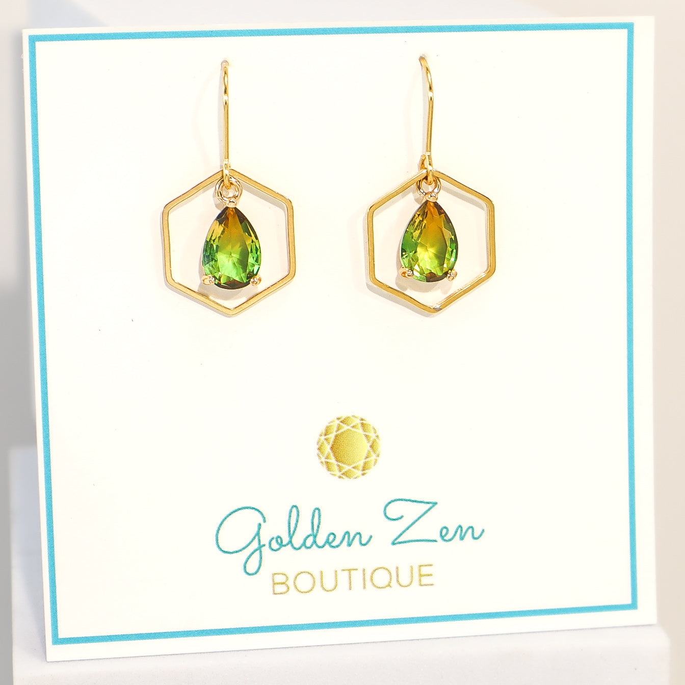 Dainty Green & Brown Crystal Earrings