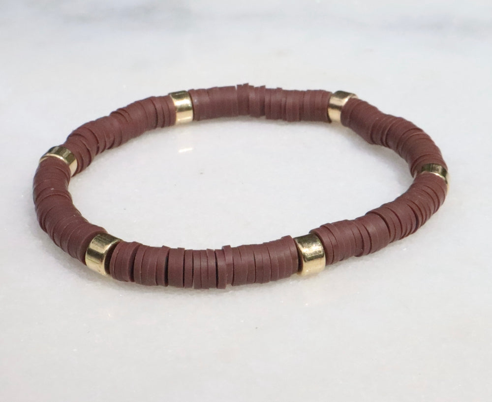 Brown & Gold Clay Bracelet