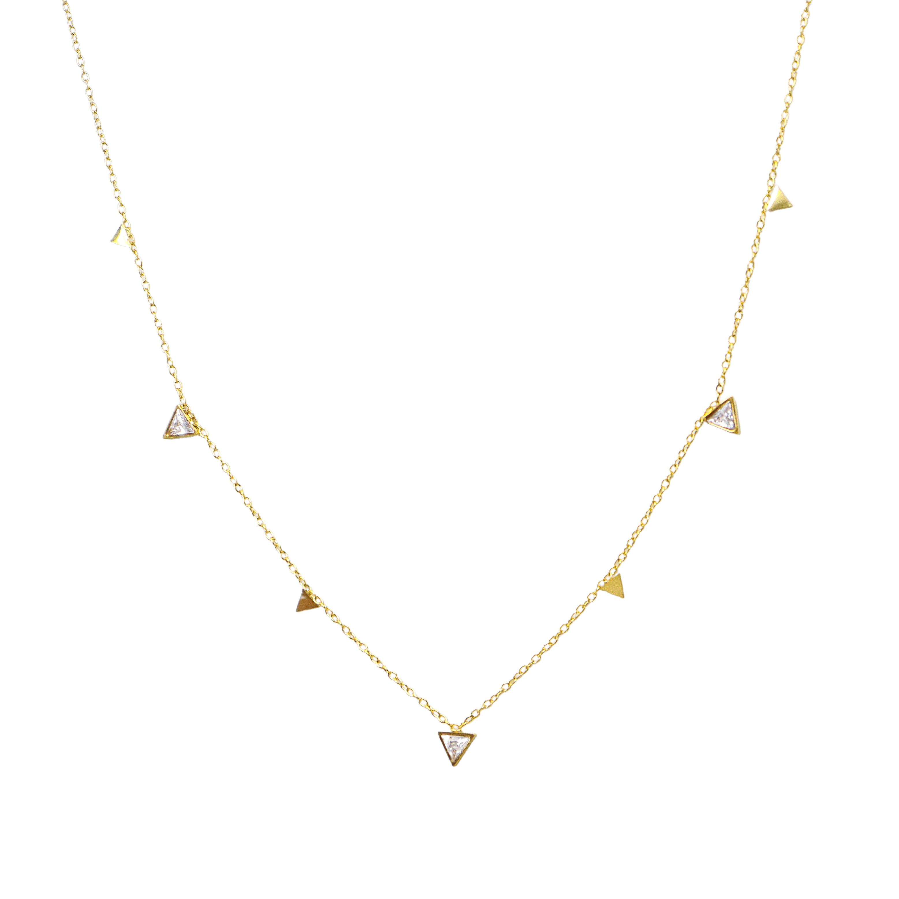 Dainty Gold Triangle Crystal Necklace