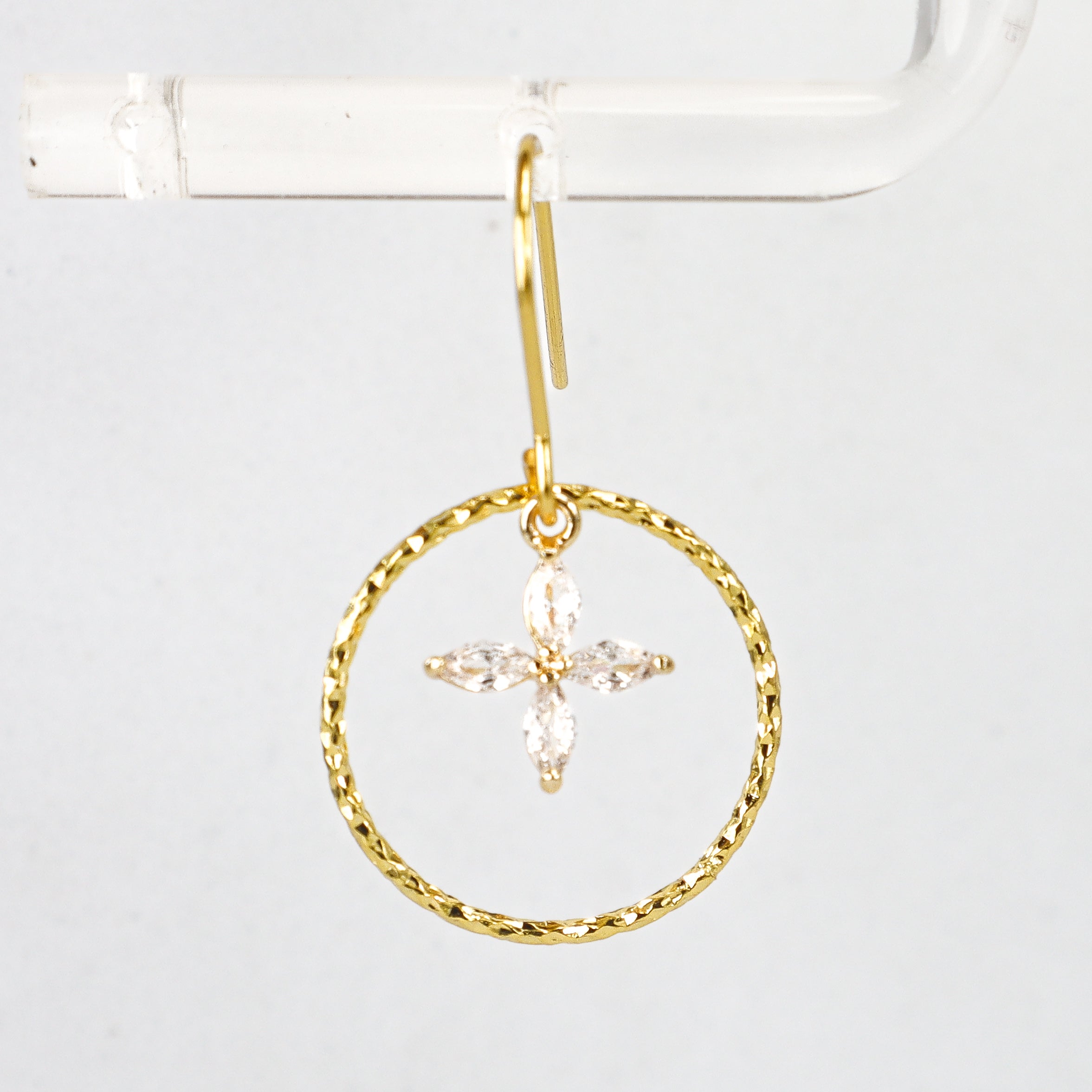 Clear Crystal Lucky Clover Flower Earrings