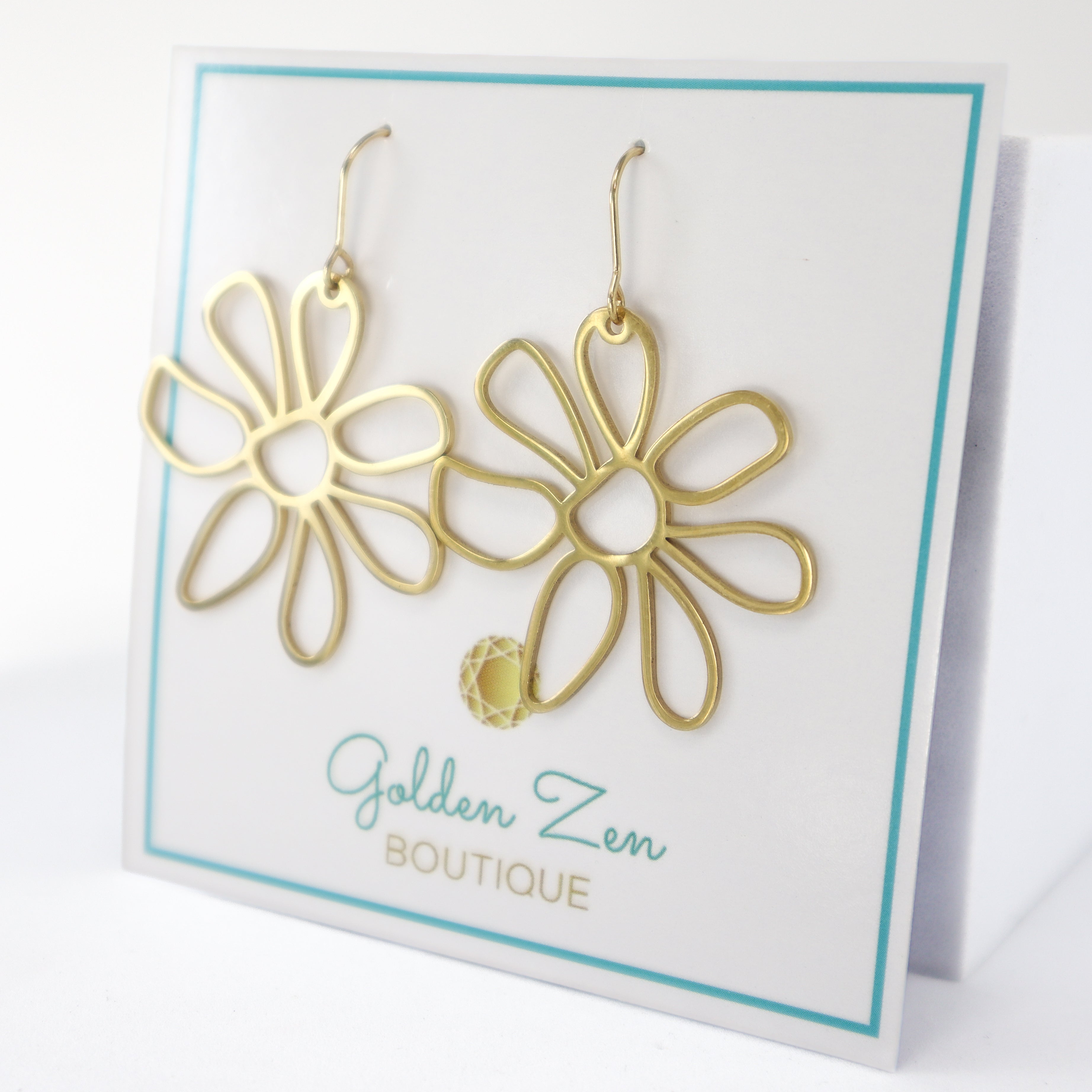 1.5” Stainless Steel Open Daisy Flower Earrings