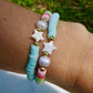 Mother of Pearl Star & Rainbow Colorblock Blue Bracelet
