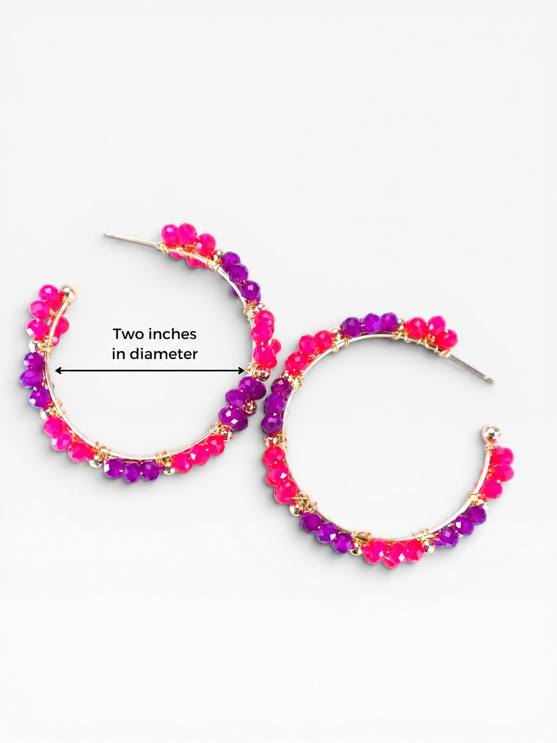 2”inch Pink Crystal Daisy Hoops