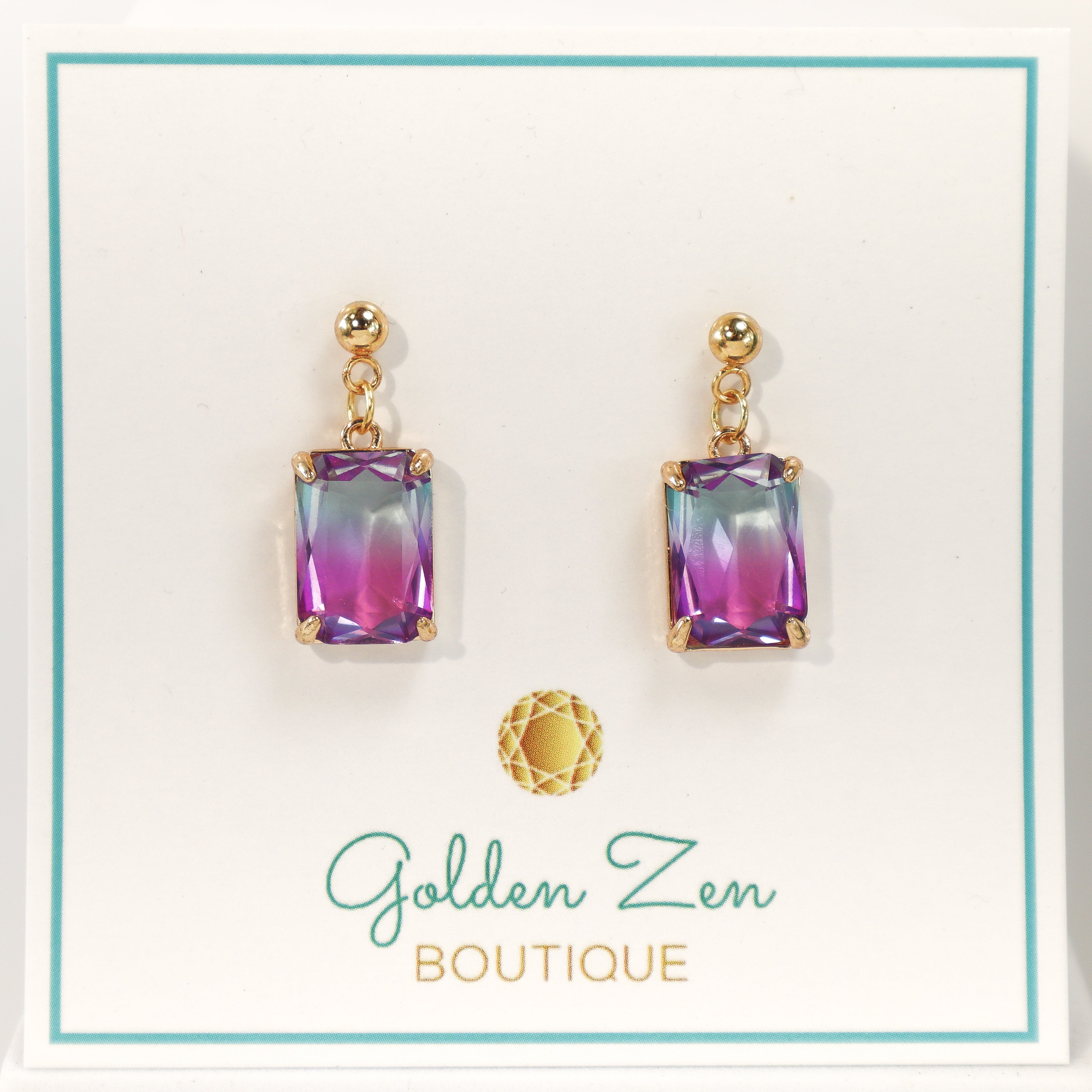 Bailey’s Purple & Blue Crystal Gold Stud Earrings