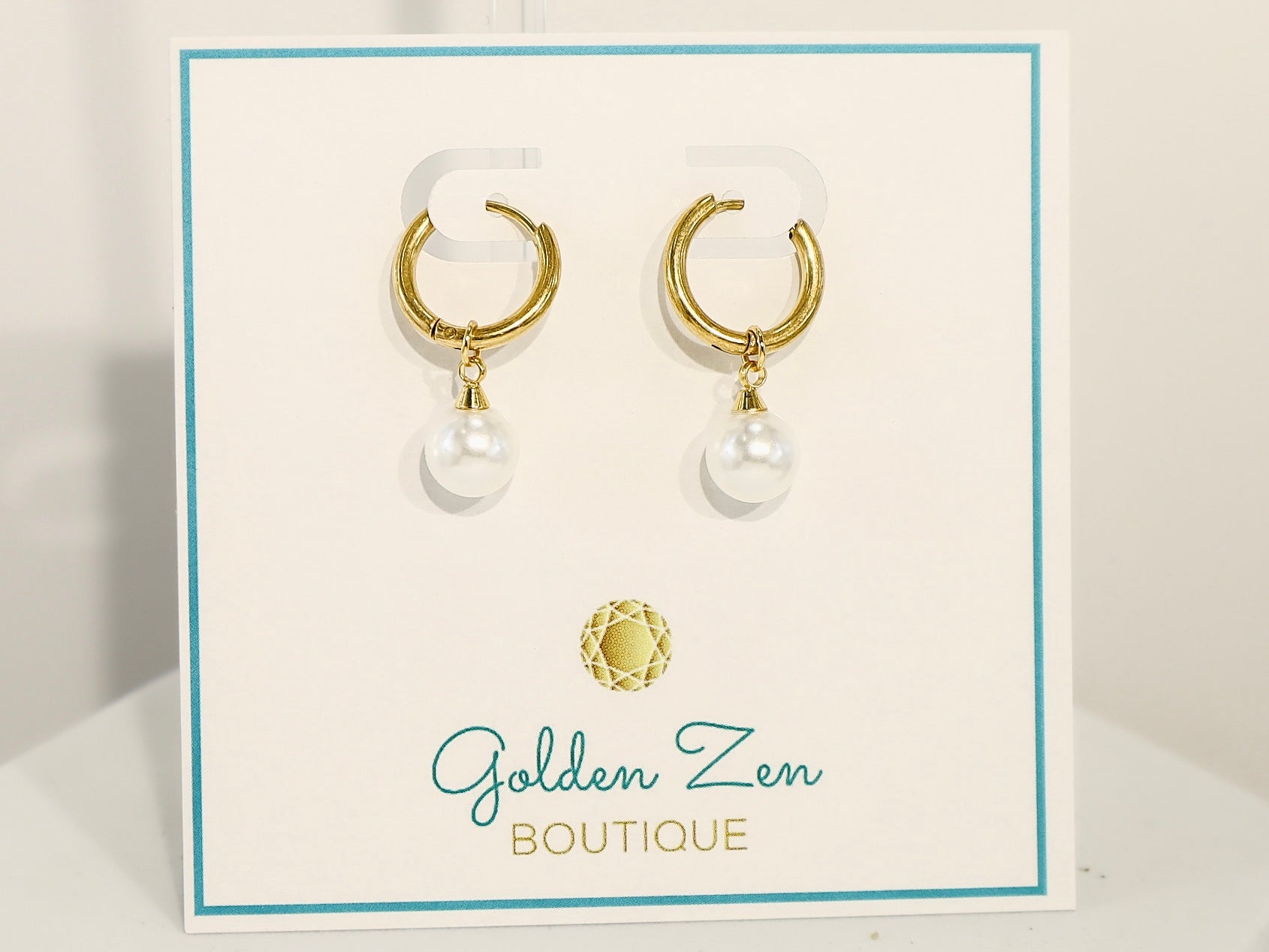 Gold Pearl Hoop Earrings