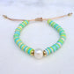 Green Clay & Pearl Adjustable Bracelet
