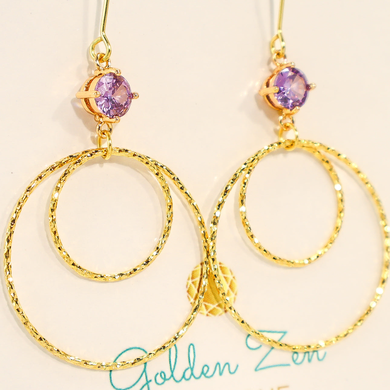 Amethyst & Gold Chic Dangle Earrings