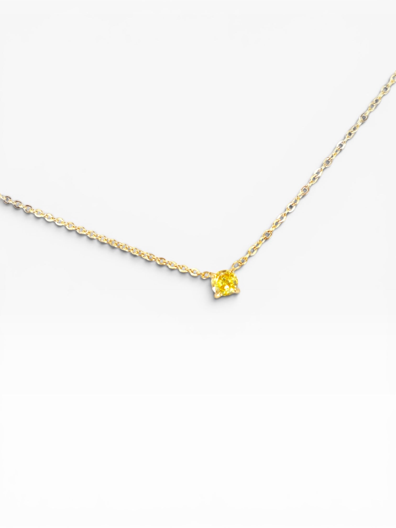 Dainty Yellow Citrine November Birthstone Necklace