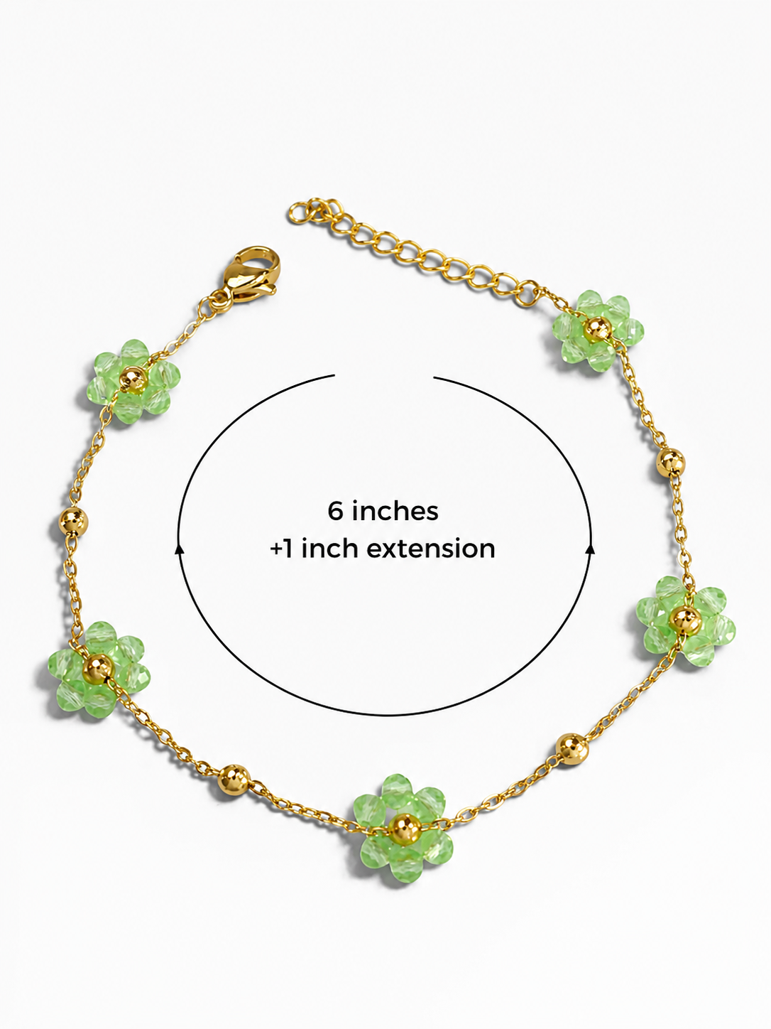 Waterproof Green Crystal Flower Daisy Bracelet