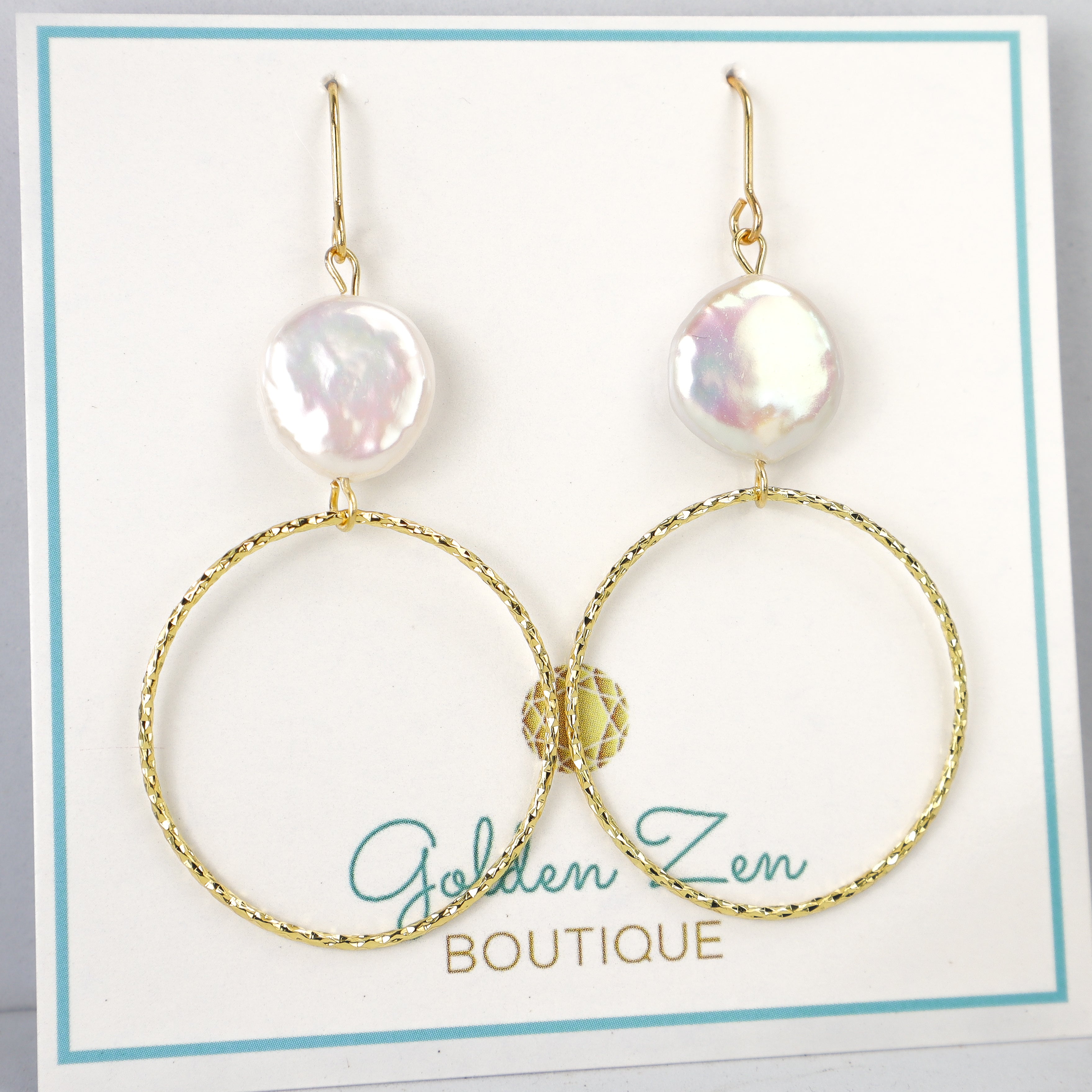 Gold & Pearl Aura Hoops Earrings