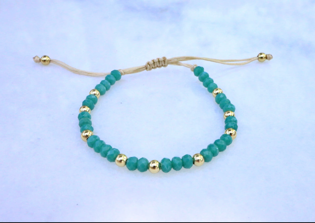 Teal Nation Adjustable Crystal Bracelet