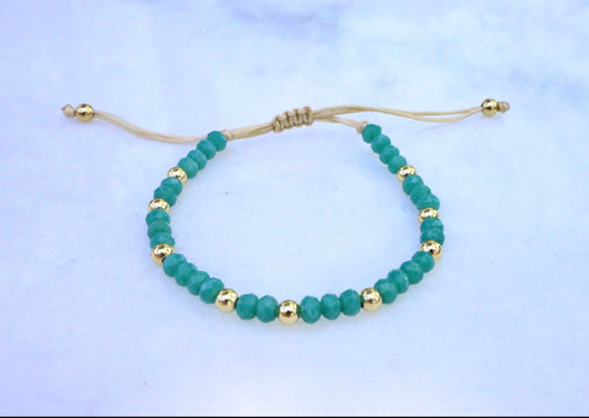 Teal Nation Adjustable Crystal Bracelet