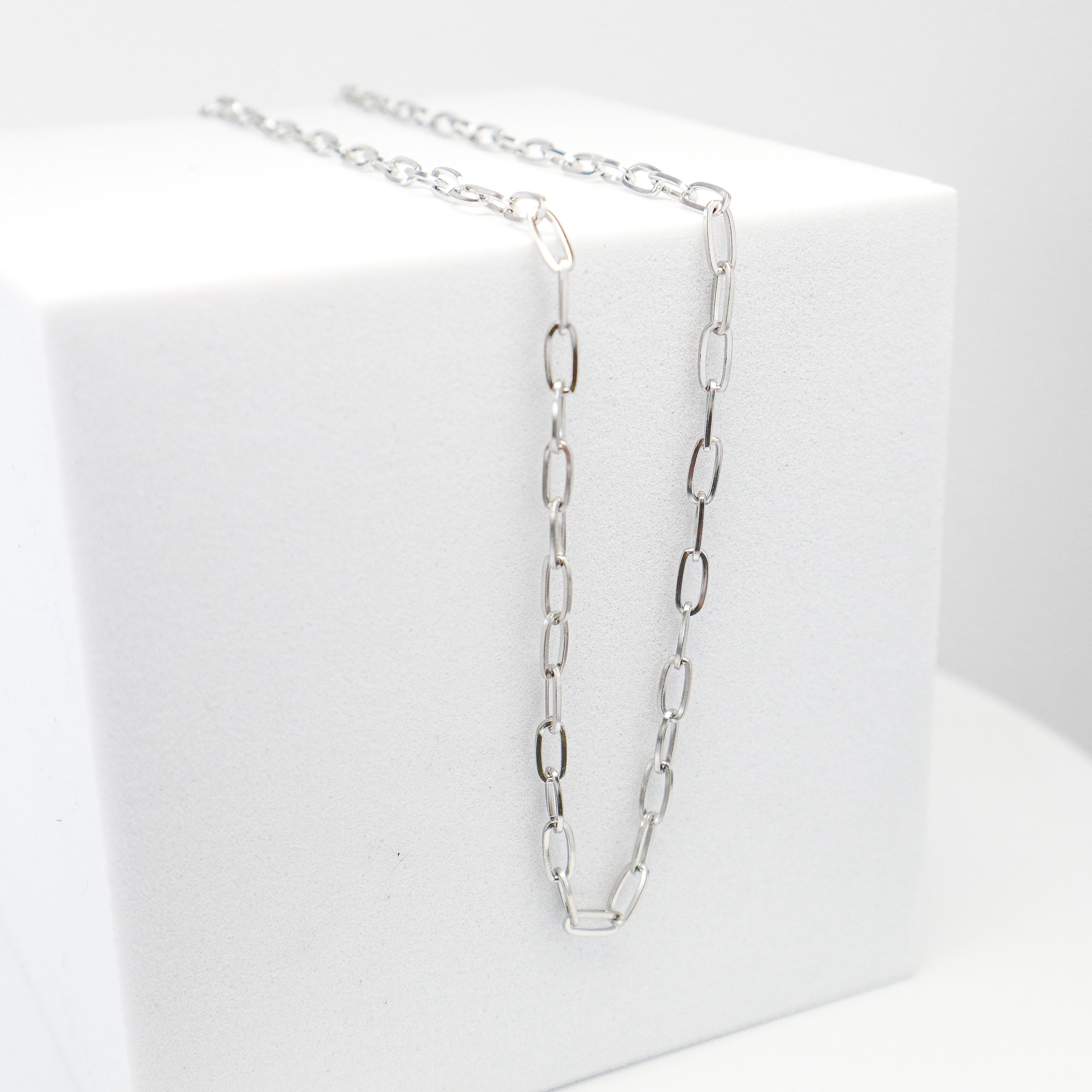 Delicate Silver Staple Chain Necklace