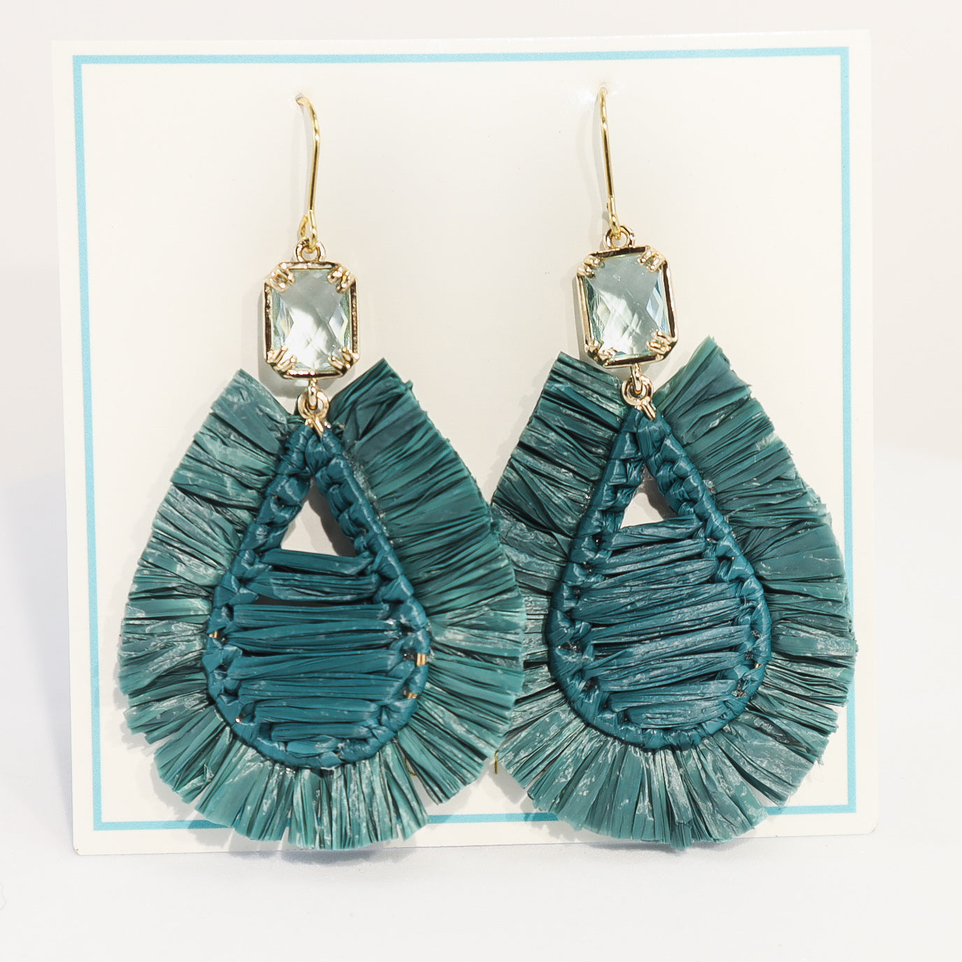 Gorgeous Green Raffia Wrapped Earrings