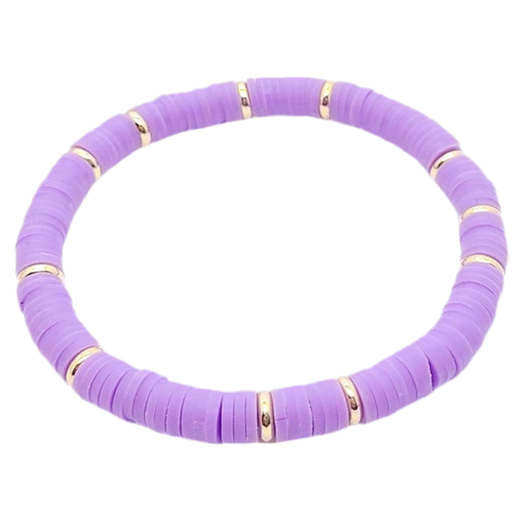 Purple & Gold Clay Bracelet