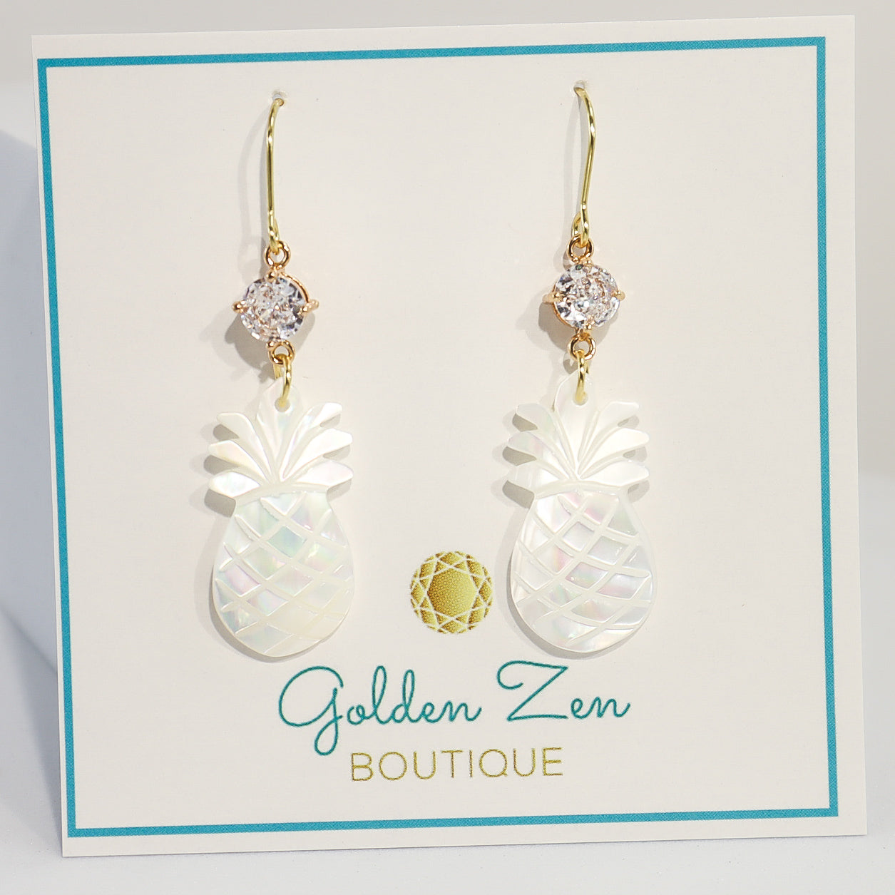 Charleston Pineapple Mother of Pearl Shell Dangle Earrings