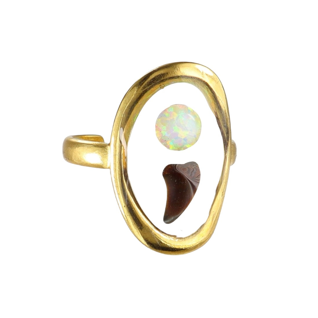 Prehistoric Venice Shark Tooth & White Opal Ring