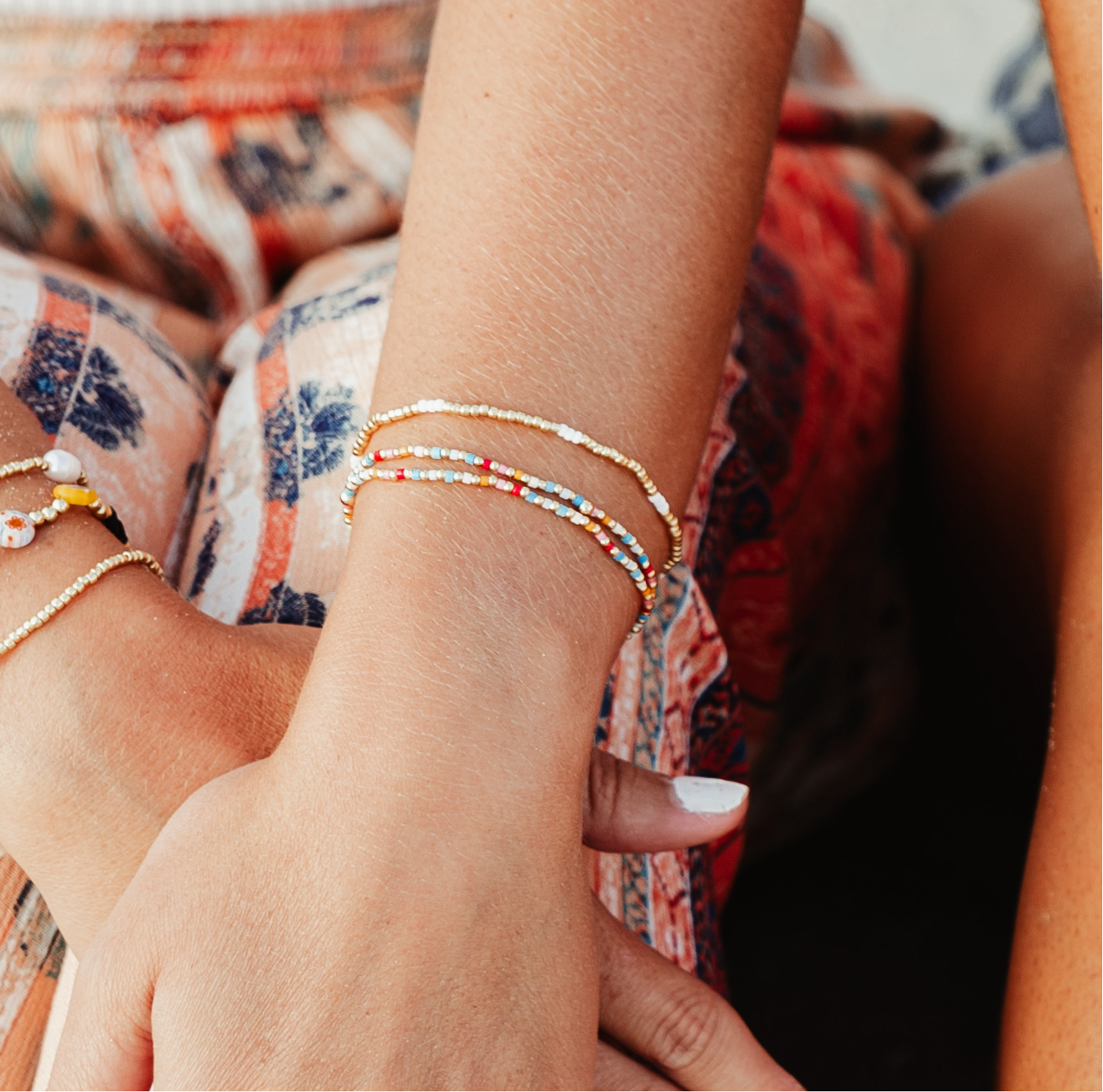 Multicolor & Gold Seed Bead Bracelet